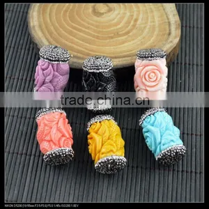 LFD-0058B Shell Beads Engraved Flowers & Crystal Rhinestone Connectors Beads Jewelry Finding For Making thumbnail-1