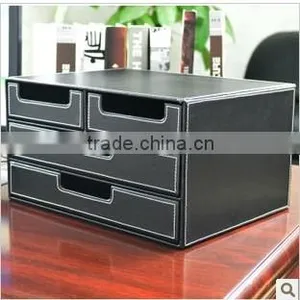 Pu Faux Leather Tidy Tray Pen Pot Desk Orgainser Hot Sell Brush Pot Multifunction PU Leather Pen Desk Organizer thumbnail-2