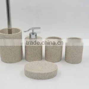 Lattice Pattern Polyresin Sandstone Bathroom Accessories Set thumbnail-1