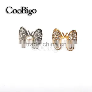 Fashion Jewelry Rhinestone Pearl Butterfly Cuff-Link Gold Silver Ladies Party Wedding Gift Promotion Apparel Accessories thumbnail-2
