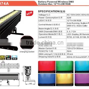 Remote Control 8*Tri-3W RGB Battery Wireless Bar Light DJ Light thumbnail-2