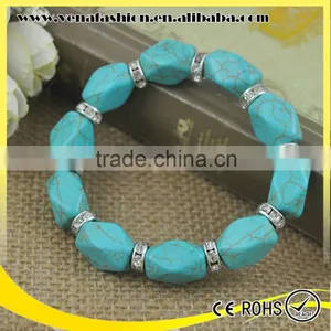 Turquoise String Mens Charm Bead Bracelet, Italian Bead Bracelet thumbnail-4