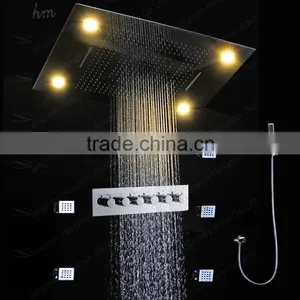 Shower With Led Light Color Remote Control Multiple Function Led Light Shower Rainfall Waterfall Water Curtain thumbnail-1