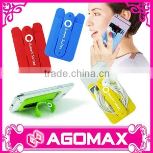 Private Label Colorful Cute Phone Silicone Stand With Pocket thumbnail-1