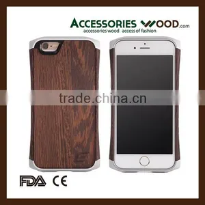 New Design Metal Bumper Case+wood Mobile Phone Case for Phone 6 thumbnail-1