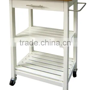 Multifunction Bamboo Kitchen Vegetable Trolley With Drawer and Basket thumbnail-4