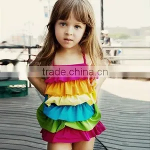 New Children's Swimsuit Girl's Conjoined Skirt Cute Rainbow Swimsuit Lovely Baby Swimsuit thumbnail-1