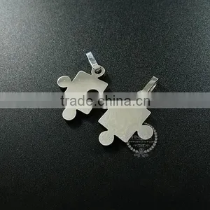 18*23mm/22*23mm 316L Stainless Steel Lovers' Puzzle Couple Pieces Charm for Custom Name Words Engraving Laser DIY Charm 1820278 thumbnail-2
