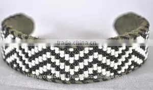 Glass Bead Covered Bracelets on White Metal thumbnail-2