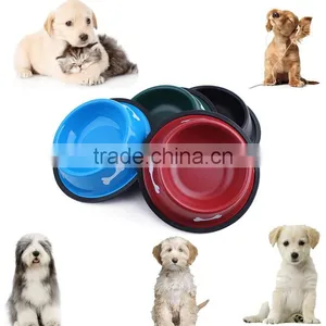 Non-slip Dog Puppy Cat Food Drink Water Bowl Dish With Bone Printed New thumbnail-1