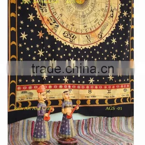 Astrology Indian Horoscope Zodiac Tapestry Wall Hanging Hippie Throw Bedspread Bed Cover India thumbnail-2