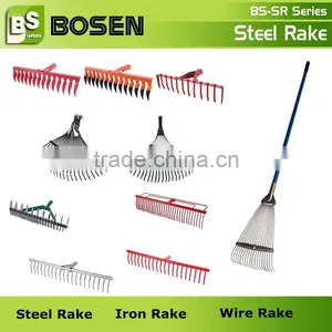 Professional Iron Garden Steel Handle Retractable Rake thumbnail-1