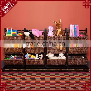 Home or Shop 3-Tier Rack Style Metal & Water Hyacinth Storage Basket thumbnail-3