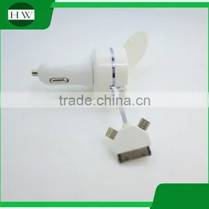 USB Adaptor Box Set Charging Cable Car Charger 3 in 1 Travel Car Charger With Retractable Cord/retractable Car Charger thumbnail-1