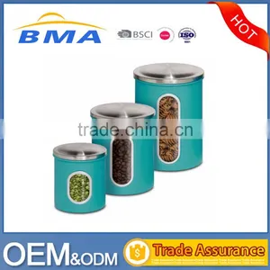 Blue 3-Piece Metal Nested Kitchen Canister Storage Set thumbnail-1