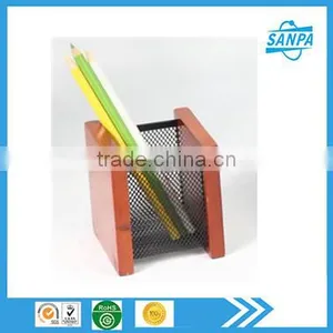 China Supplier Hot Sale Wooden Mesh Pen Holder/Pencil Holder/Pen Stand thumbnail-1