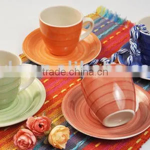 8 Pcs Hand Painted Cup & Saucer Set thumbnail-1