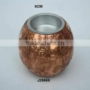 Copper Sheet T Light Holder With Embossed Floral Patterns thumbnail-1