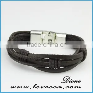 New Design Handmade Men Long Braided Genuine Leather Bracelet thumbnail-2