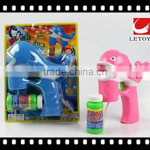 Kids Plastic Funny Dolphin Shape Bubble Gun With Music and 1 Bottle Bubble Water thumbnail-1