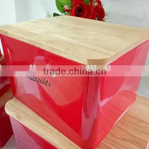 Metal Kitchen Storage Box, Tea Sugar Coffee Canister With Bamboo Lid thumbnail-3