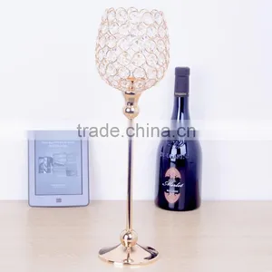 Top Selling Crystal Candle Holder With Metal Plated Candlestick for Home Wedding Decorative Romantic Candle Stand Free Shipping thumbnail-1