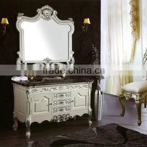 Bathroom Cabinet With, Lastest White Gloss Vanity Unit,marble Top,Hand Carved Wood Bath Vanities, Bathroom Cabinetry (BF08-4130) thumbnail-1