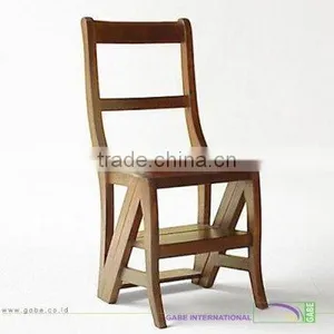 Library Steps Chair Teak Wood thumbnail-1