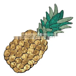 Pineapple Applique Embroidery Designs Custom Fruit Embroidery Sequin Patch thumbnail-4