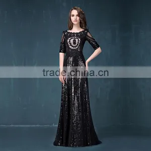 MGOO Wholesale Cheap Price Elegant Chiffon Evening Dresses Long Black Beaded Wedding Party Vestidos 2064 thumbnail-3