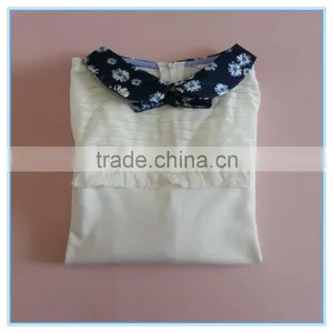 Wholesale OEM Children Girls Cotton Long Sleeve Shirt, Girls Boutique t Shirt With Flower Printed Turn Over Neck thumbnail-6