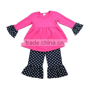 Ruffle Baby Clothes Wholesale Boutique Childrens Stripe Ruffle Cotton Clothing Girls Fall Clothes thumbnail-2