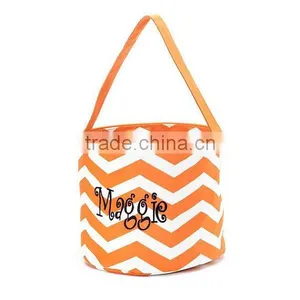 Newest Personalized Chevron Monogrammed Halloween Bucket thumbnail-2