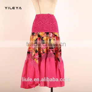 Fishtail Style Big Hem Designed Casual Women Floral Cheap Long Skirts for Sale thumbnail-1