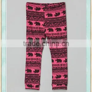 Baby Girl Elephant Leggings - Infant, Toddler & Girls Pant Trousers, Pink & Black thumbnail-1