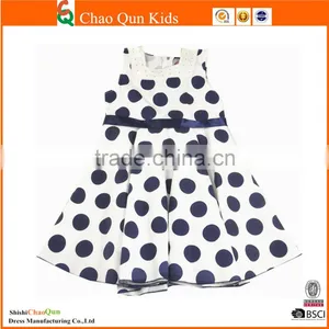 Fashion Pure Cotton Jumper Polka Dot Printed Fomal Party Kids Dress thumbnail-4