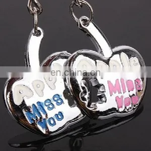 Fashion New Design Miss You Letters Apple Shape Keychain Couple Valentine's Day Gift thumbnail-1