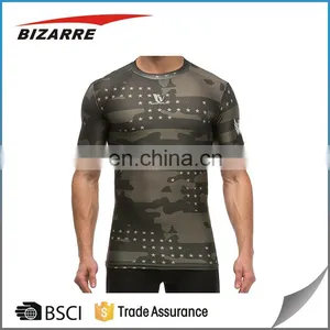Slim Fit Gym T Shirt Men Short Sleeve Quick Dry Compression Shirt thumbnail-2