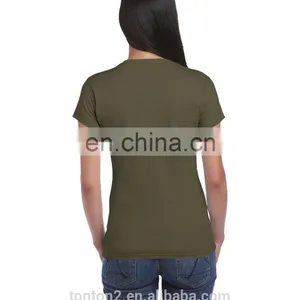 Fashion 100 Cotton Custom Design Army Green t Shirt Women Clothing thumbnail-2