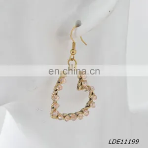Lastest Design Antique Gold Wire-wound Heart Drop Earing Handmade Beaded Earring thumbnail-3