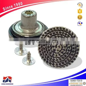 17mm Jeans Metal 3D Buttons, Brass Button And Rivet For Denim, Jackets thumbnail-1