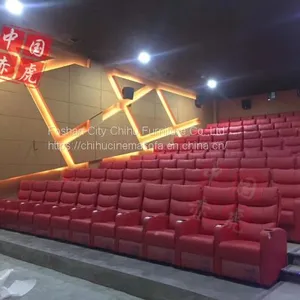 Hot Sell Commercial Fixed Leather Cinema Sofa,red Leather Movie Theater Sofa thumbnail-3