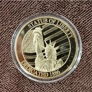 Gold and Silver Souvenir Coin Statue of Liberty Tourism Souvenir thumbnail-1