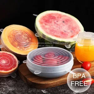6pcs Reusable Silicon Stretch Lids Universal Lid Silicone Food Wrap Bowl Pot Lid Silicone Cover Pan Cooking Kitchen Stoppers thumbnail-3
