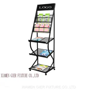 Fashion Modern Customized Point of Sale Trade Show Floor Wire Literature Display Rack Stand thumbnail-3