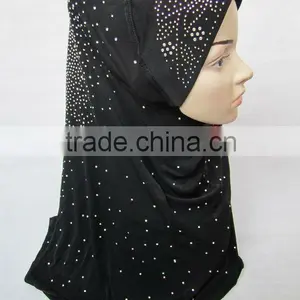 A553 Newest LONG HIJAB COVER WITH FULL Crystal Beading thumbnail-1