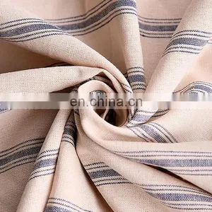Stock Yarn Dyed Stripe Fabric Cotton Linen Blend Fabric Wholesale for Clothing thumbnail-1
