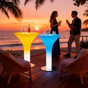 Luminous Table and Chair Set With 16 Color Changing IP65 Waterproof Suitable for Outdoor Events Hotels Bars and Outdoor Activities thumbnail-1
