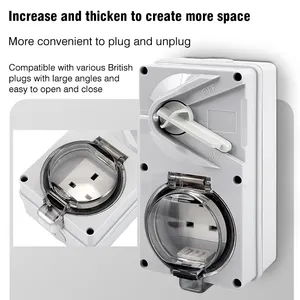 Garden Outdoor Power Supply, Garage Workshop Wall Socket, Farm Exterior Electrical Outlet, Construction Temporary Power, Caravan External Power Socket thumbnail-2