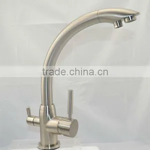 High Quality Brushed Nickle Brass Kitchen Sink Water Taps thumbnail-1